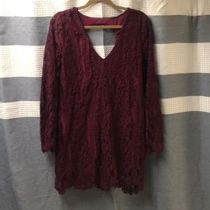 Francesca’s romantic wine lace dress MD